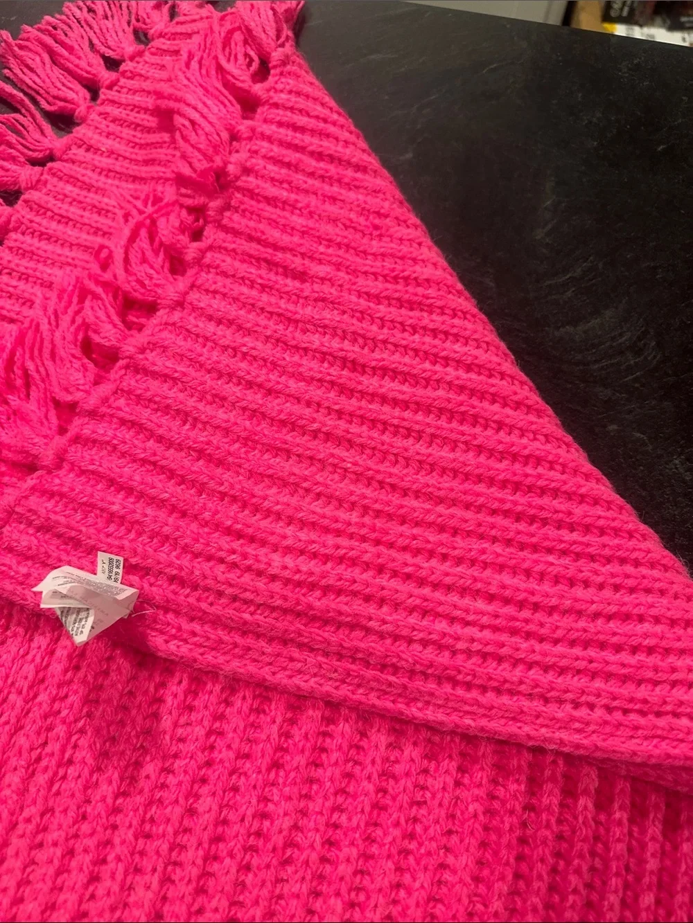 American Eagle Outfitters Hot Pink Ribbed Fringe Scarf